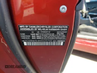 2005 Chrysler Crossfire Limited z VIN 1C3AN65L85X025758, wystawiony jako Copart lot #75769904 z przebiegiem Nie podano mil oraz Nie do naprawy • Non repairable. Historia ofert i sprzedaży dostępna na DreamBid. Obrazek 13.