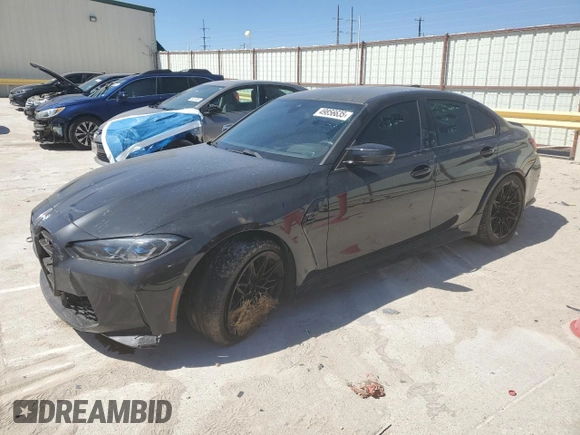 2021 BMW M3 Competition with VIN WBS33AY02MFK74990, listed as a Copart auction lot 49856635 with 57,181 mi miles and Salvage Title. Bid and sale history available at carsss.com. Image 1.