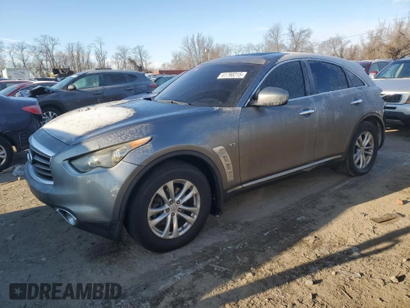 2014 Infiniti QX70 with VIN JN8CS1MU0EM452061, listed as a Copart auction lot 41790215 with 122,408 mi miles and Salvage Title. Bid and sale history available at DreamBid. Image 1.