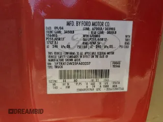 2005 Ford F-150 STX with VIN 1FTRX12W25FA03237, listed as a Copart auction lot 45894615 with 240,826 mi miles and Salvage Title. Bid and sale history available at carsss.com. Image 13.