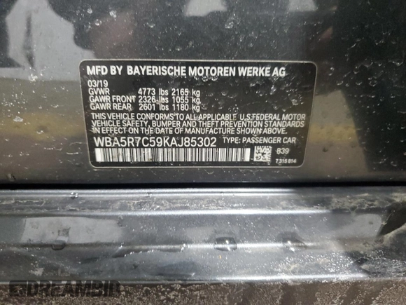 2019 BMW 3 Series 330i xDrive with VIN WBA5R7C59KAJ85302, listed as a Copart auction lot 46844465 with 54,469 mi miles and Salvage Title. Bid and sale history available at carsss.com. Image 13.