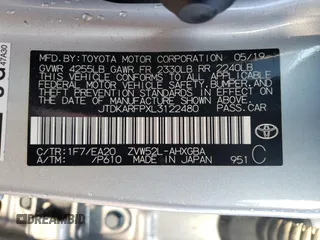 2020 Toyota Prius LE with VIN JTDKARFPXL3122480, listed as a Copart auction lot 46857165 with 55,955 mi miles and Salvage Title. Bid and sale history available at DreamBid. Image 13.