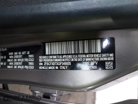 2016 FIAT 500X Easy z VIN ZFBCFXBTXGP349005, wystawiony jako IAAI lot #41163593 z przebiegiem 69 012 mil mil oraz . Historia ofert i sprzedaży dostępna na DreamBid. Obrazek 9.
