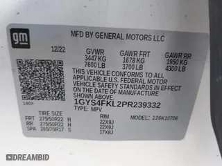 2023 Cadillac Escalade 4WD Sport with VIN 1GYS4FKL2PR239332, listed as a IAAI auction lot 41310578 with 39,836 mi miles. Bid and sale history available at carsss.com. Image 9.