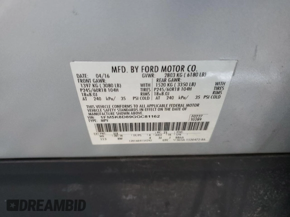 2016 Ford Explorer XLT with VIN 1FM5K8D89GGC81162, listed as a Copart auction lot 44408875 with 123,916 mi miles and Salvage Title. Bid and sale history available at carsss.com. Image 13.