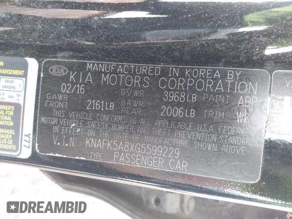 2016 Kia Forte LX z VIN KNAFK5A8XG5599229, wystawiony jako IAAI lot #42369895 z przebiegiem 105 214 mil mil oraz . Historia ofert i sprzedaży dostępna na DreamBid. Obrazek 9.
