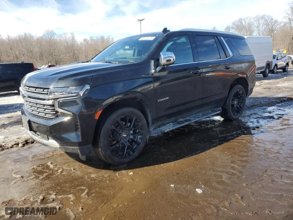 2022 Chevrolet Tahoe Premier with VIN 1GNSKSKD6NR328810, listed as a Copart auction lot 46128175 with 25,708 mi miles and Salvage Title. Bid and sale history available at carsss.com. Image 1.