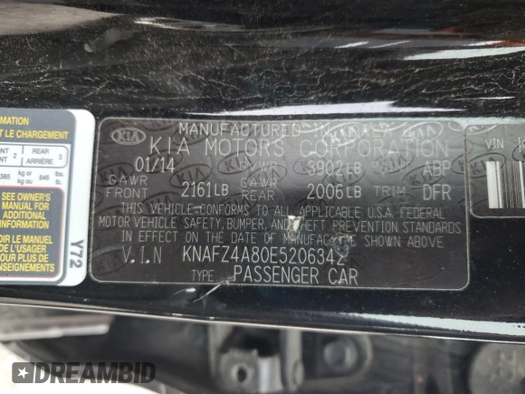 2014 Kia Forte EX with VIN KNAFZ4A80E5206342, listed as a Copart auction lot 54394705 with 146,737 mi miles and Clean Title. Bid and sale history available at carsss.com. Image 12.