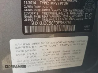 2015 BMW X6 xDrive35i with VIN 5UXKU2C58F0F95304, listed as a Copart auction lot 64668453 with 141,413 mi miles. Bid and sale history available at carsss.com. Image 15.