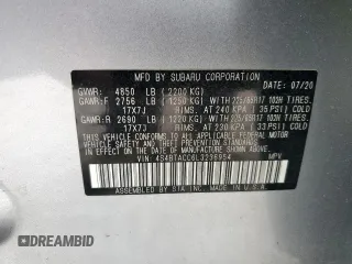 2020 Subaru Outback Premium with VIN 4S4BTACC6L3236954, listed as a Copart auction lot 57164495 with 32,734 mi miles and Salvage title. Bid and sale history available at DreamBid. Image 13.