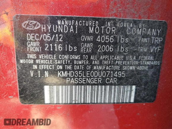 2013 Hyundai Elantra GT with VIN KMHD35LE0DU071495, listed as a Copart auction lot 79549484 with 126,213 mi miles and Clean Title. Bid and sale history available at carsss.com. Image 12.
