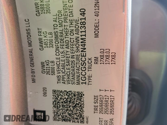 2021 Chevrolet Colorado 2WD LT with VIN 1GCGSCEN4M1138140, listed as a Copart auction lot 60117005 with 61,698 mi miles and Salvage title. Bid and sale history available at DreamBid. Image 12.
