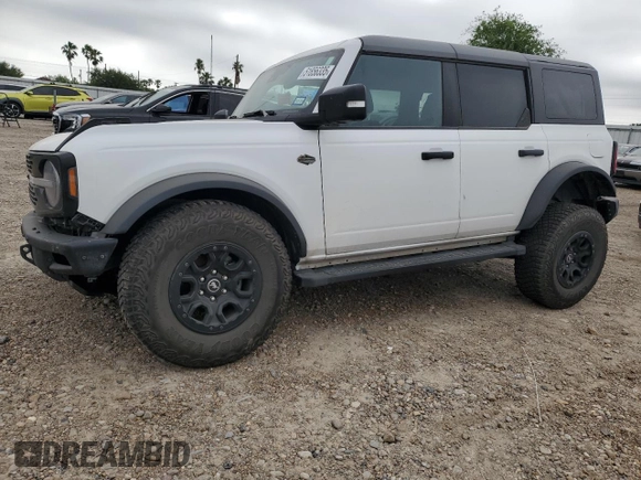 2024 Ford Bronco Wildtrak with VIN 1FMEE2BP9RLA07694, listed as a Copart auction lot 51856335 with 21,102 mi miles and Salvage title. Bid and sale history available at DreamBid. Image 1.