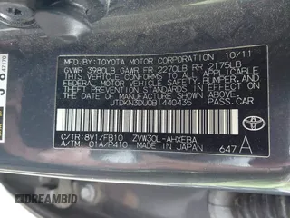 2011 Toyota Prius I with VIN JTDKN3DU0B1440435, listed as a IAAI auction lot 41823491 with 163,028 mi miles. Bid and sale history available at carsss.com. Image 9.