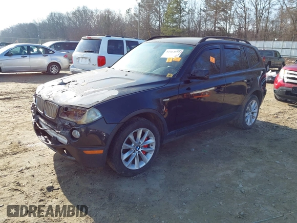 2008 BMW X3 3.0si with VIN WBXPC93428WJ04266, listed as a IAAI auction lot 41464577 with 1 mi miles. Bid and sale history available at carsss.com. Image 2.