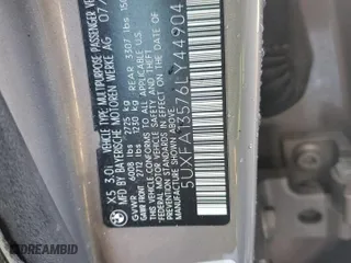 2006 BMW X5 3.0i with VIN 5UXFA13576LY44904, listed as a Copart auction lot 52698065 with 233,330 mi miles and Salvage Title. Bid and sale history available at carsss.com. Image 12.