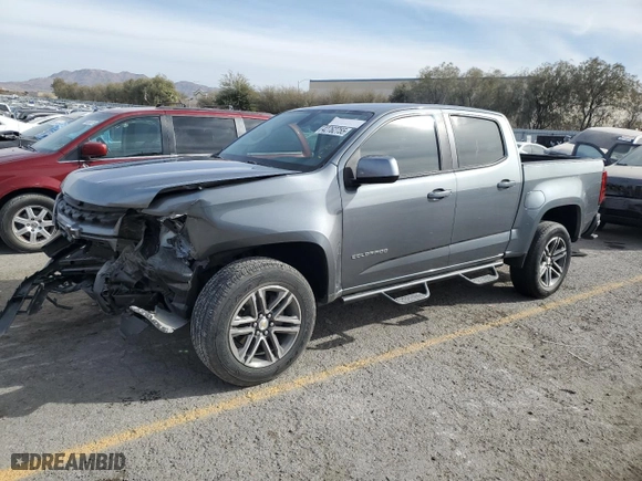 2021 Chevrolet Colorado 2WD Work Truck with VIN 1GCGSBEN5M1130655, listed as a Copart auction lot 42762755 with 109,716 mi miles and Salvage Title. Bid and sale history available at carsss.com. Image 1.