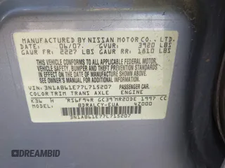 2007 Nissan Sentra 2.0 with VIN 3N1AB61E77L715207, listed as a IAAI auction lot 41836760 with Not provided miles and . Bid and sale history available at DreamBid. Image 9.