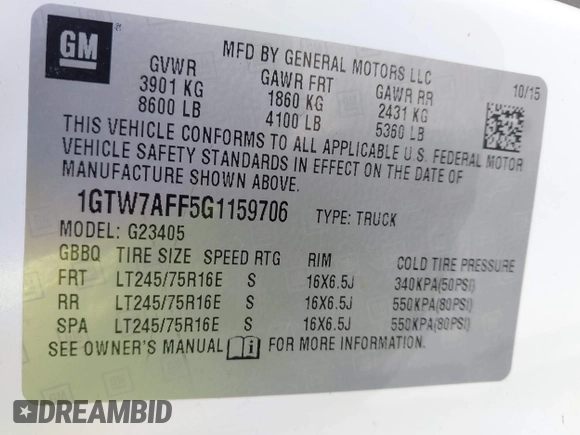 2016 GMC Savana Cargo z VIN 1GTW7AFF5G1159706, wystawiony jako IAAI lot #42018527 z przebiegiem 103 497 mil mil oraz . Historia ofert i sprzedaży dostępna na DreamBid. Obrazek 9.