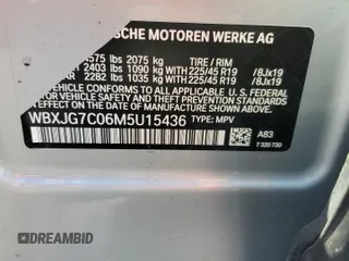 2021 BMW X1 sDrive28i z VIN WBXJG7C06M5U15436, wystawiony jako Copart lot #52382635 z przebiegiem 57 917 mil mil oraz Szkody całkowita. Historia ofert i sprzedaży dostępna na DreamBid. Obrazek 15.