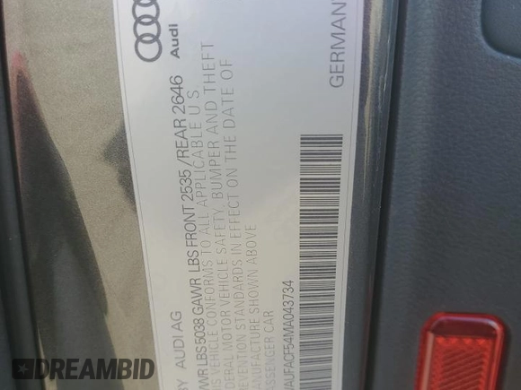 2021 Audi A5 Sportback S line Premium Plus with VIN WAUFACF54MA043734, listed as a Copart auction lot 43883624 with 39,599 mi miles. Bid and sale history available at carsss.com. Image 15.