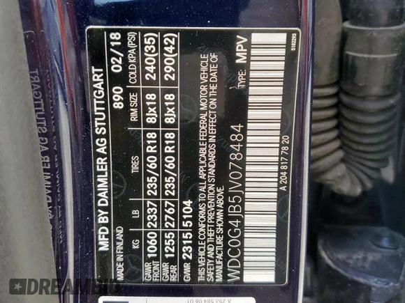 2018 Mercedes-Benz GLC 300 z VIN WDC0G4JB5JV078484, wystawiony jako Copart lot #58622385 z przebiegiem 75 949 mil mil oraz Szkoda całkowita • Salvage title. Historia ofert i sprzedaży dostępna na DreamBid. Obrazek 13.