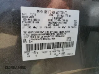 2017 Ford Edge SE with VIN 2FMPK4G91HBB33828, listed as a Copart auction lot 58813755 with 54,248 mi miles and Salvage title. Bid and sale history available at DreamBid. Image 12.