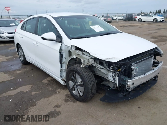 2019 Hyundai Ioniq Blue with VIN KMHC65LC9KU122779, listed as a IAAI auction lot 41722347 with 75,644 mi miles and . Bid and sale history available at DreamBid. Image 1.