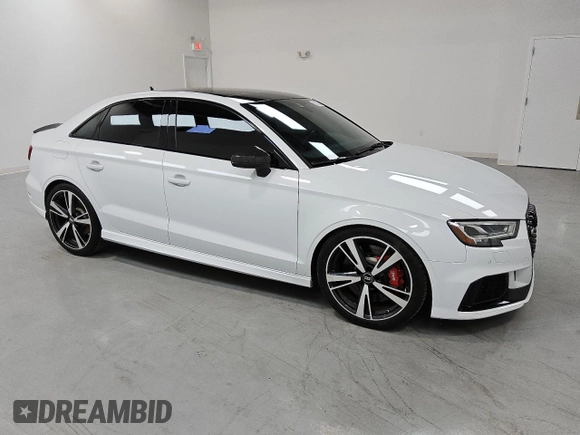 2019 Audi RS 3 with VIN WUABWGFF8KA905081, listed as a Copart auction lot 54592515 with 74,616 mi miles and Salvage title. Bid and sale history available at DreamBid. Image 4.