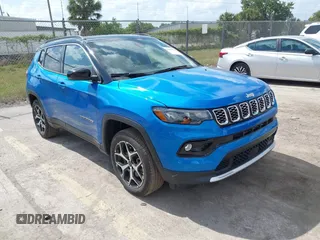 2025 Jeep Compass Limited with VIN 3C4NJDCNXST549907, listed as a IAAI auction lot 42186779 with 1,406 mi miles and . Bid and sale history available at DreamBid. Image 1.