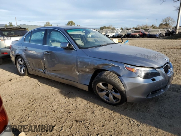 2007 BMW 5 Series 525i with VIN WBANE53567CY06863, listed as a Copart auction lot 46876865 with 34,017 mi miles and Salvage Title. Bid and sale history available at carsss.com. Image 4.