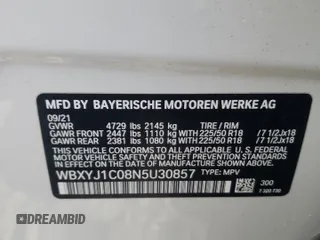 2022 BMW X2 xDrive28i with VIN WBXYJ1C08N5U30857, listed as a Copart auction lot 89282465 with 44,825 mi miles and Salvage Title. Bid and sale history available at carsss.com. Image 12.