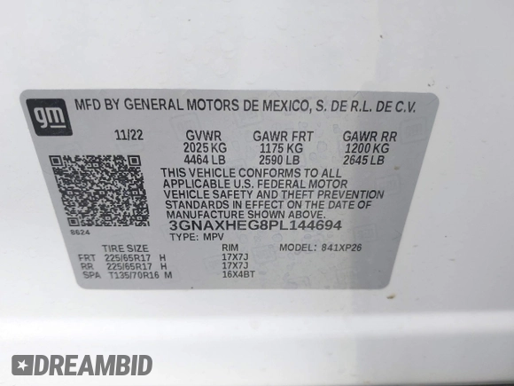 2023 Chevrolet Equinox LS z VIN 3GNAXHEG8PL144694, wystawiony jako IAAI lot #41756528 z przebiegiem 30 875 mil mil oraz . Historia ofert i sprzedaży dostępna na DreamBid. Obrazek 9.