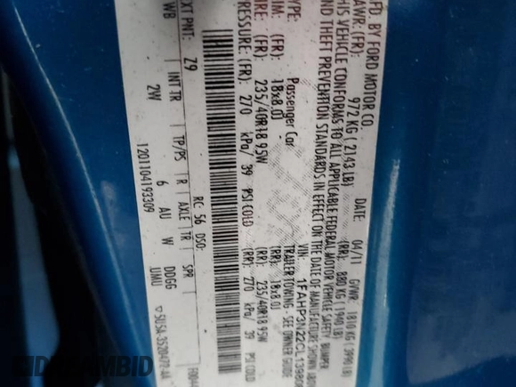 2012 Ford Focus Titanium with VIN 1FAHP3N22CL139808, listed as a Copart auction lot 51847665 with Not Provided miles and Salvage Title. Bid and sale history available at carsss.com. Image 12.