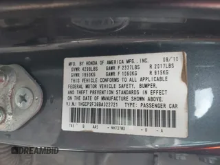 2011 Honda Accord LX z VIN 1HGCP2F36BA022721, wystawiony jako IAAI lot #42706280 z przebiegiem Nie podano mil oraz . Historia ofert i sprzedaży dostępna na DreamBid. Obrazek 9.