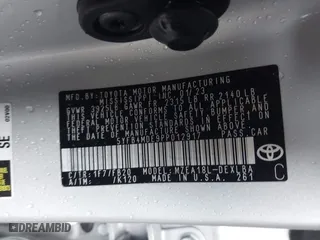 2023 Toyota Corolla LE with VIN 5YFB4MDE9PP012917, listed as a IAAI auction lot 41544655 with 37,531 mi miles. Bid and sale history available at carsss.com. Image 9.