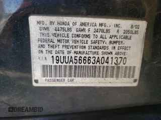 2003 Acura TL with VIN 19UUA56663A041370, listed as a Copart auction lot 62741844 with 319,180 mi miles and Salvage Title. Bid and sale history available at carsss.com. Image 13.