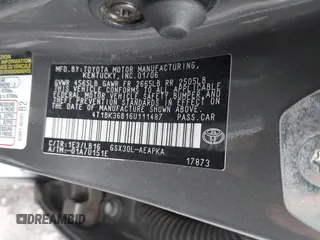 2006 Toyota Avalon XL with VIN 4T1BK36B16U111487, listed as a IAAI auction lot 41816193 with 214,557 mi miles. Bid and sale history available at carsss.com. Image 8.