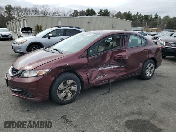 2014 Honda Civic Sedan LX with VIN 2HGFB2F5XEH500349, listed as a Copart auction lot 54086745 with 75,247 mi miles and Salvage Title. Bid and sale history available at carsss.com. Image 1.