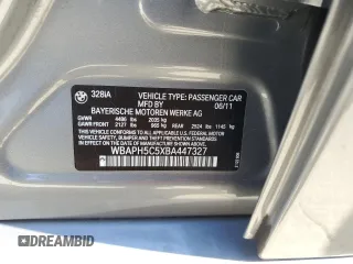 2011 BMW 3 Series 328i with VIN WBAPH5C5XBA447327, listed as a Copart auction lot 46255895 with 87,150 mi miles and Salvage Title. Bid and sale history available at carsss.com. Image 12.