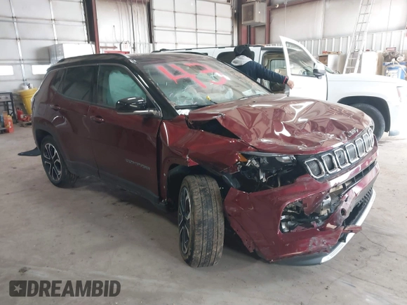 2022 Jeep Compass High Altitude with VIN 3C4NJDCB6NT107779, listed as a IAAI auction lot 41343659 with 32,612 mi miles and . Bid and sale history available at DreamBid. Image 1.