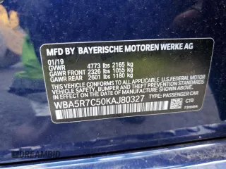 2019 BMW 3 Series 330i xDrive with VIN WBA5R7C50KAJ80327, listed as a Copart auction lot 69148042 with 32,805 mi miles. Bid and sale history available at carsss.com. Image 13.