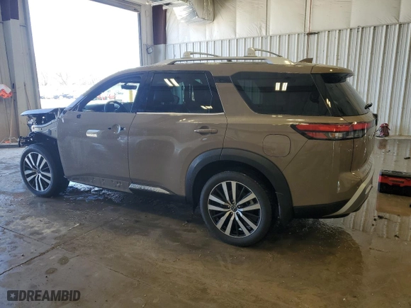2023 Nissan Pathfinder Platinum with VIN 5N1DR3DK9PC267579, listed as a Copart auction lot 50333675 with 19,786 mi miles and Salvage Title. Bid and sale history available at carsss.com. Image 2.