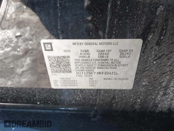 2019 GMC Sierra 2500HD Denali with VIN 1GT12SEYXKF224711, listed as a IAAI auction lot 41407508 with 77,158 mi miles. Bid and sale history available at carsss.com. Image 9.
