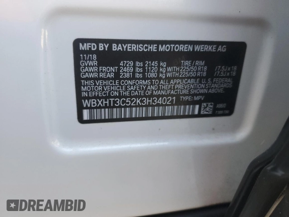 2019 BMW X1 xDrive28i with VIN WBXHT3C52K3H34021, listed as a Copart auction lot 47362885 with 30,752 mi miles and Clean title. Bid and sale history available at DreamBid. Image 13.
