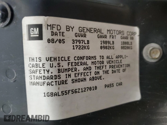 2006 Saturn ION z VIN 1G8AL55F56Z127010, wystawiony jako Copart lot #87758635 z przebiegiem 132 967 mil mil oraz Szkoda całkowita • Salvage title. Historia ofert i sprzedaży dostępna na DreamBid. Obrazek 12.