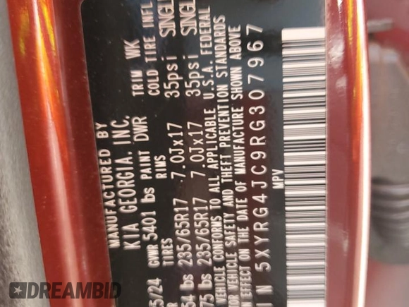 2024 Kia Sorento LX z VIN 5XYRG4JC9RG307967, wystawiony jako Copart lot #53749435 z przebiegiem 21 522 mil mil oraz Szkoda całkowita • Salvage title. Historia ofert i sprzedaży dostępna na DreamBid. Obrazek 13.