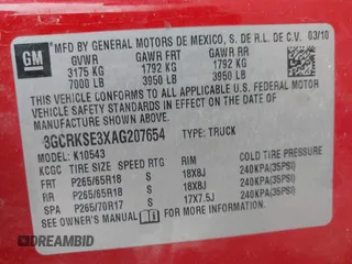 2010 Chevrolet Silverado 1500 LT with VIN 3GCRKSE3XAG207654, listed as a IAAI auction lot 42177076 with 265,572 mi miles and . Bid and sale history available at DreamBid. Image 9.