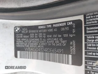1994 BMW 7 Series z VIN WBAGD4324RDE65491, wystawiony jako IAAI lot #42761773 z przebiegiem 141 762 mil mil oraz . Historia ofert i sprzedaży dostępna na DreamBid. Obrazek 9.
