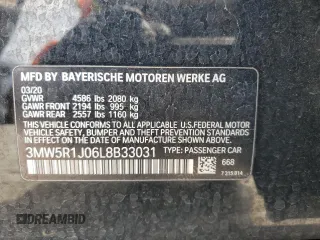 2020 BMW 3 Series 330i with VIN 3MW5R1J06L8B33031, listed as a Copart auction lot 56064325 with 85,138 mi miles and Salvage title. Bid and sale history available at DreamBid. Image 12.
